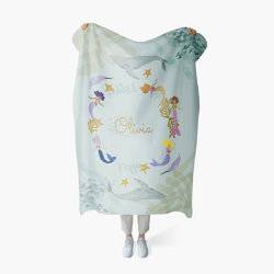 Merry Mermaid - Custom Fleece/Sherpa Blanket for Kids1 product photo