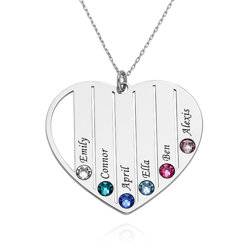 Mom Birthstone Necklace in 14k White Gold product photo