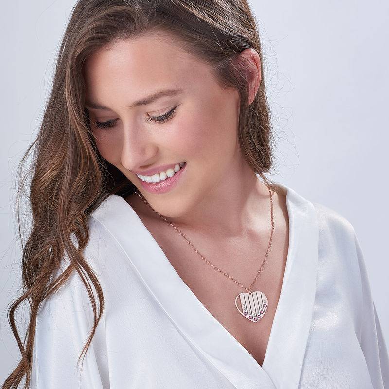 Mor Halskæde med Månedssten i rosaforgyldt sølv-3 produkt billede