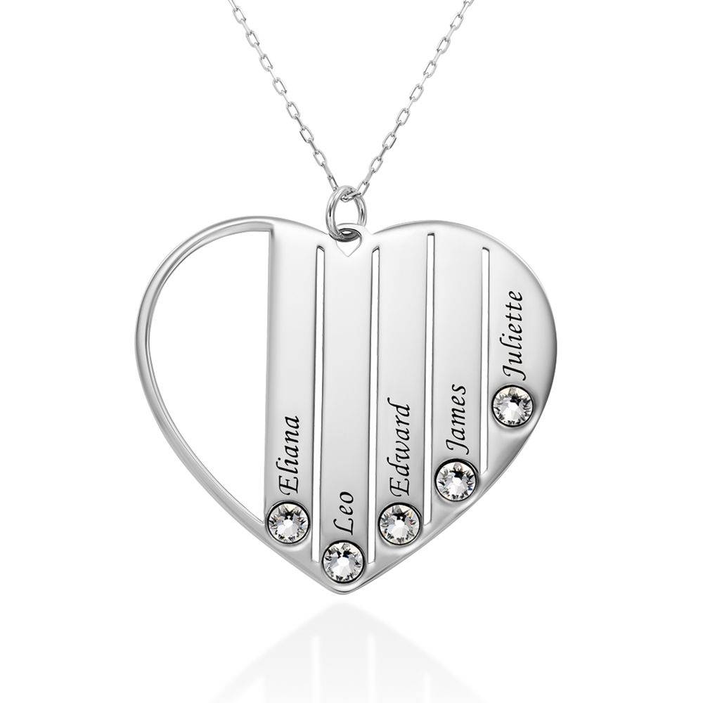 Mom Birthstone Necklace in White Gold 