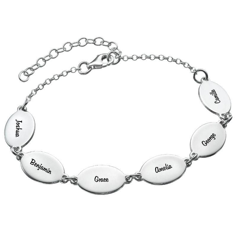 Mum Bracelet with Children's Names - Oval Design in Sterling Silver product photo