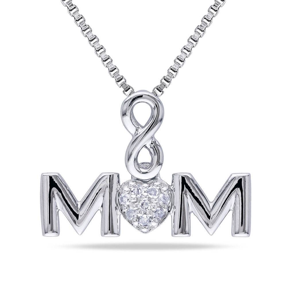 Mom Infinity Love Necklace in Sterling Silver with Diamonds