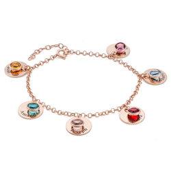 Mum Personalised Charms Bracelet with Crystals in Rose Gold Plating product photo