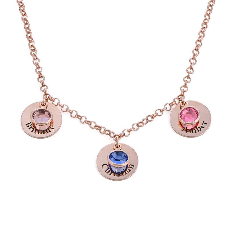 Mum Personalised Charms Necklace with Crystals in Rose Gold Plating-3 product photo