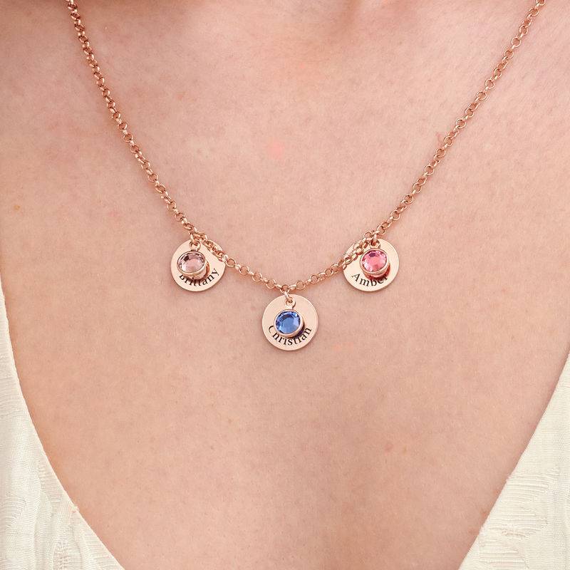 Mum Personalised Charms Necklace with Birthstone Crystals in Rose Gold Plating-1 product photo