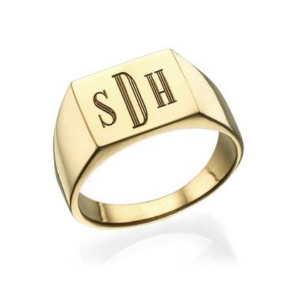Monogrammed Signet Ring - 18k Gold Plated