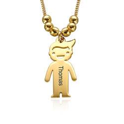 Gold Plated Mum Necklace with Engraved Kids Charms product photo