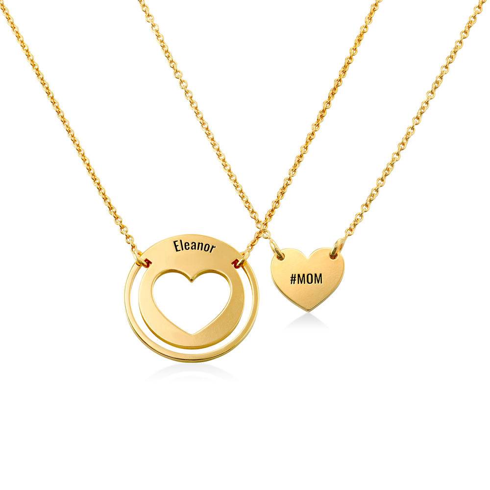 Mother Daughter Heart Necklace Set in 18K Gold Plating-2 product photo