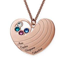 Mother Heart Necklace with Birthstones in Rose Gold Plating product photo