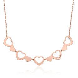 Multi-Heart Diamond Necklace in 18K Rose Gold Plating product photo