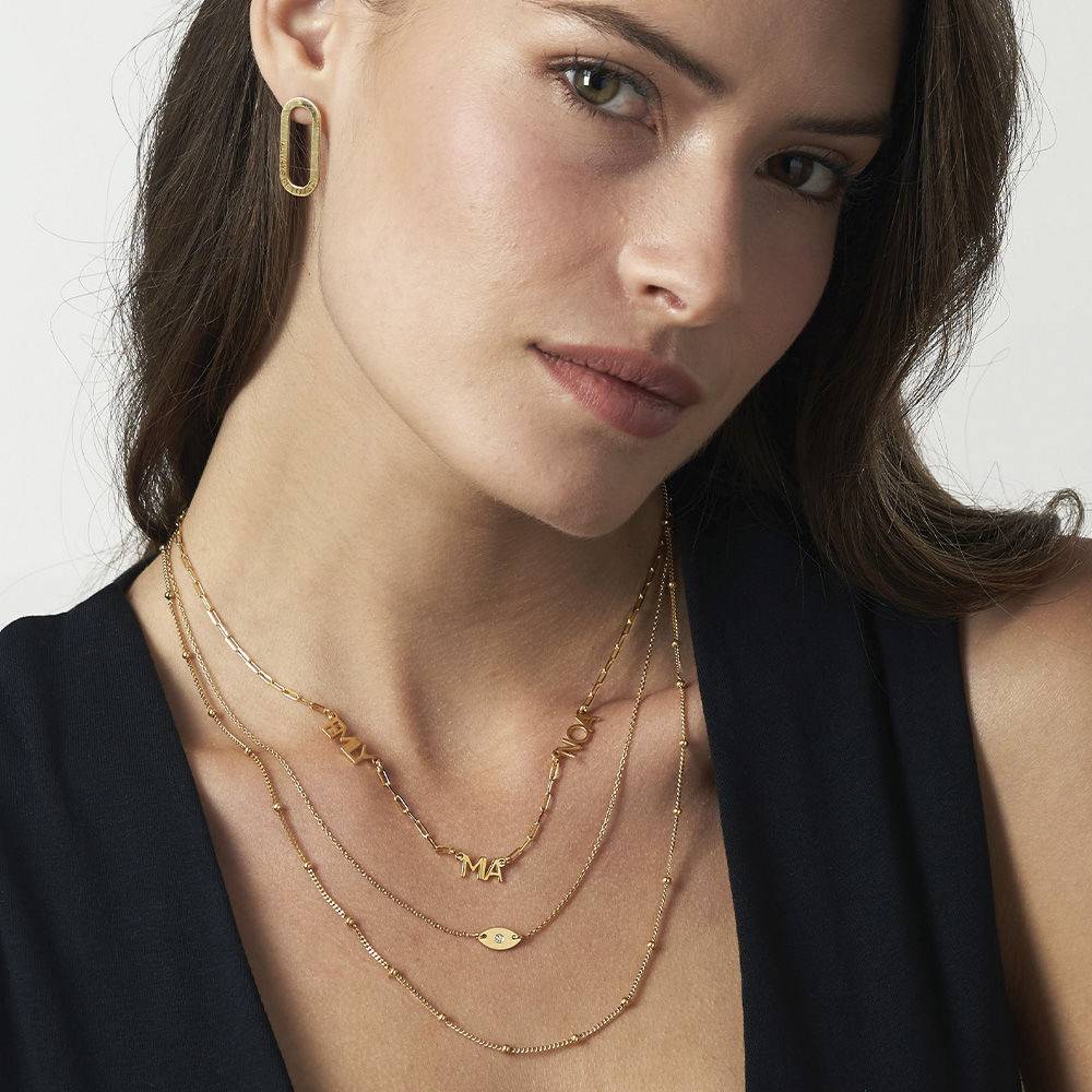 Modern Multi Name Necklace in 18k Gold Plating