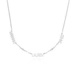 Modern Multi Name Necklace with Diamond in Sterling Silver product photo