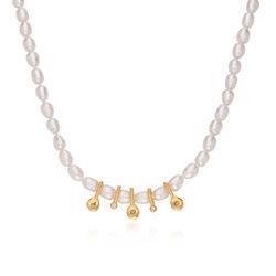 Julia Diamant Perle Initialhalskæde i guld Vermeil produkt billede