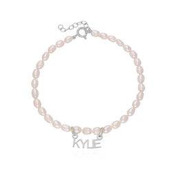 Chiara Pearl Name Anklet in Sterling Silver product photo