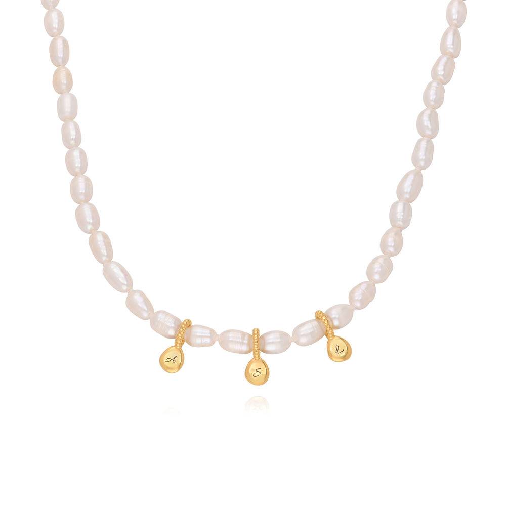 MYKA Pearl Initial Necklace in Gold Plating