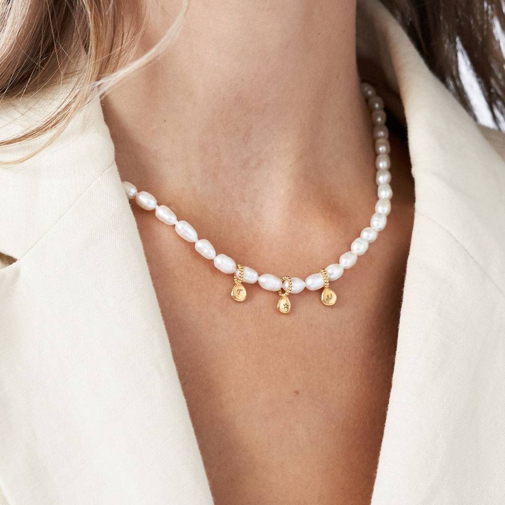 MYKA Pearl Initial Necklace in Gold Plating