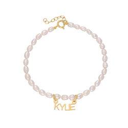 Chiara Pearl Name Anklet in Gold Plating product photo