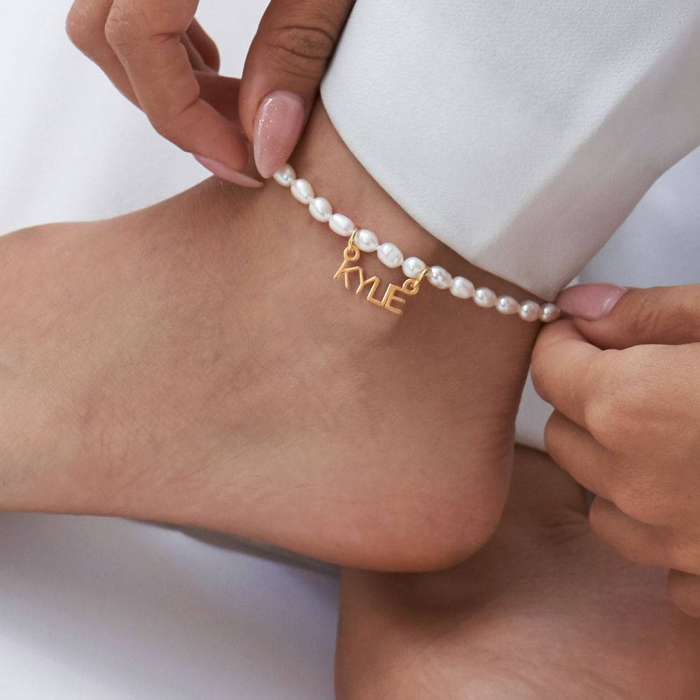 MYKA Pearl Name Anklet in Gold Plating