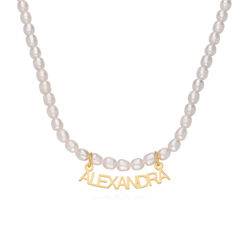 Chiara Pearl Name Necklace in Gold Plating product photo
