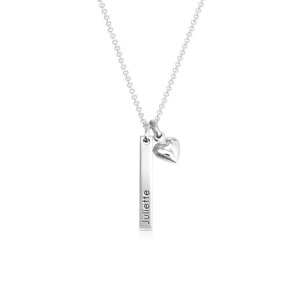 Name Bar Necklace for Girls with Heart Pendant in Sterling Silver product photo