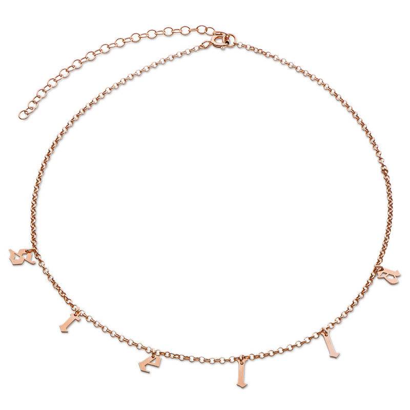 Name Choker with Gothic Font in Rose Gold Plating