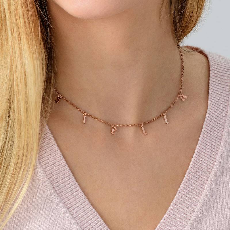 Name Choker with Gothic Font in Rose Gold Plating