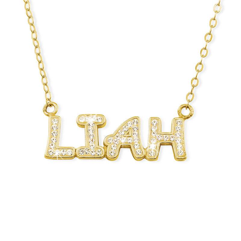 Name Necklace with Crystals in Sterling Silver with Gold Plating-2 product photo