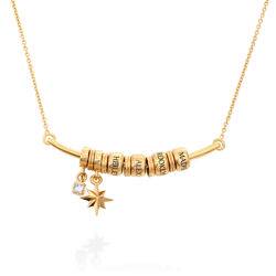 Gold-Plated North Star Bar Necklace with Custom Beads & 0.10 ct product photo