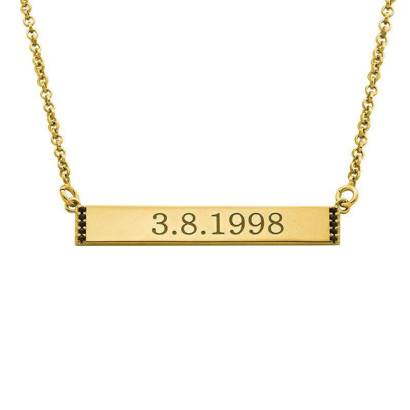 Numeral Bar Necklace with Cubic Zirconia in 18K Gold Plating