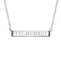 Numeral Bar Necklace with Cubic Zirconia in Sterling Silver product photo