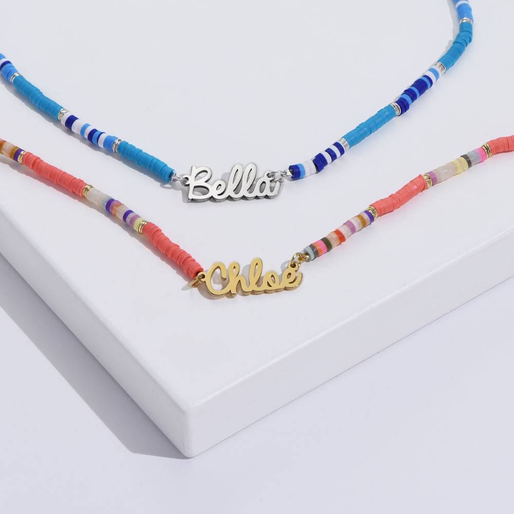 Gold Bead Name Necklace in Gold Plating 