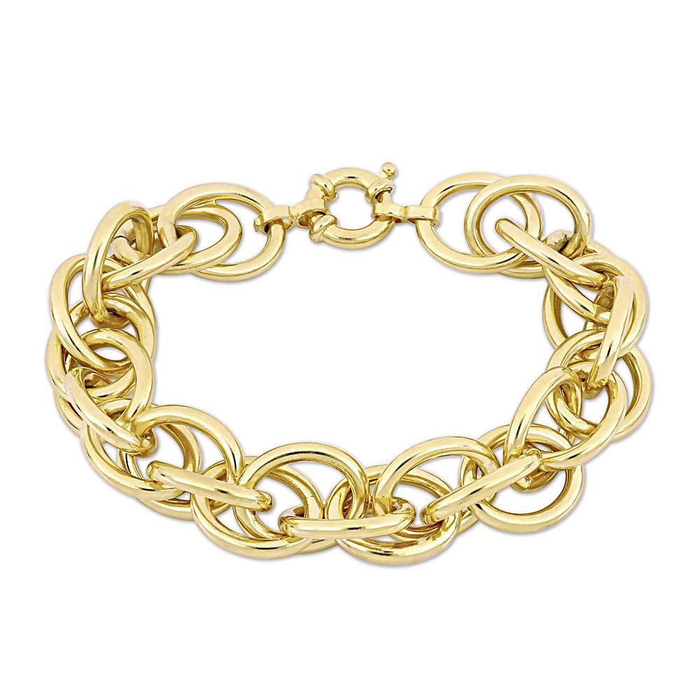 Oval Link Bracelet in Gold Plated Sterling Silver with Big Stylish Spring Ring Clasp