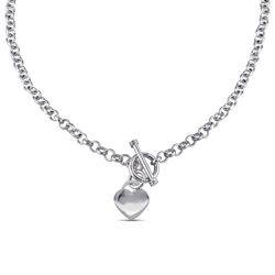 Oval Link Necklace with Sterling Silver Heart Charms & Toggle Clasp product photo