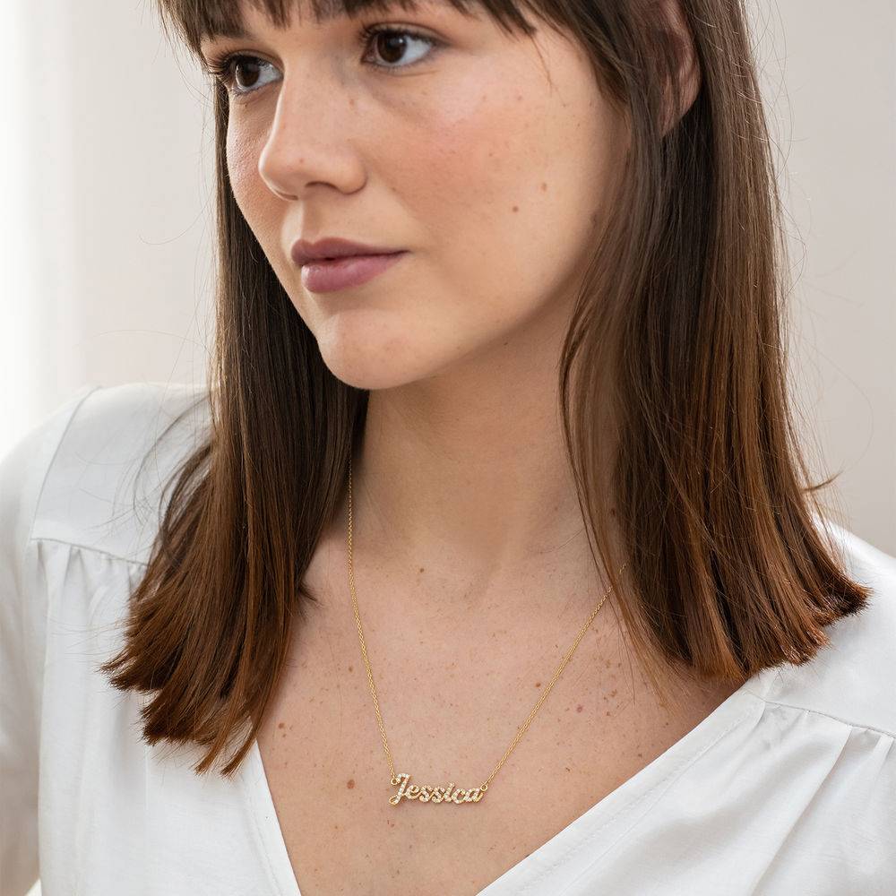 Pave Diamond Name Necklace in 14k Solid Gold