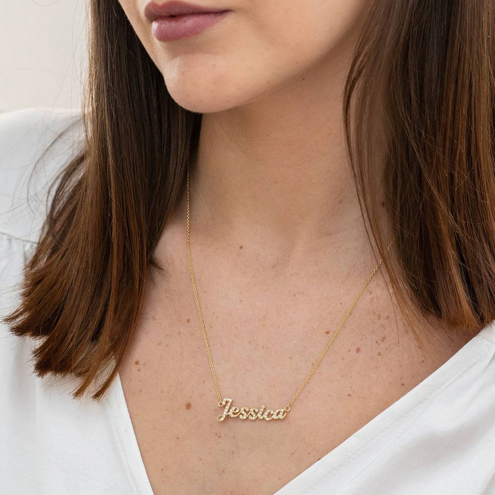 Pave Diamond Name Necklace in 14k Solid Gold