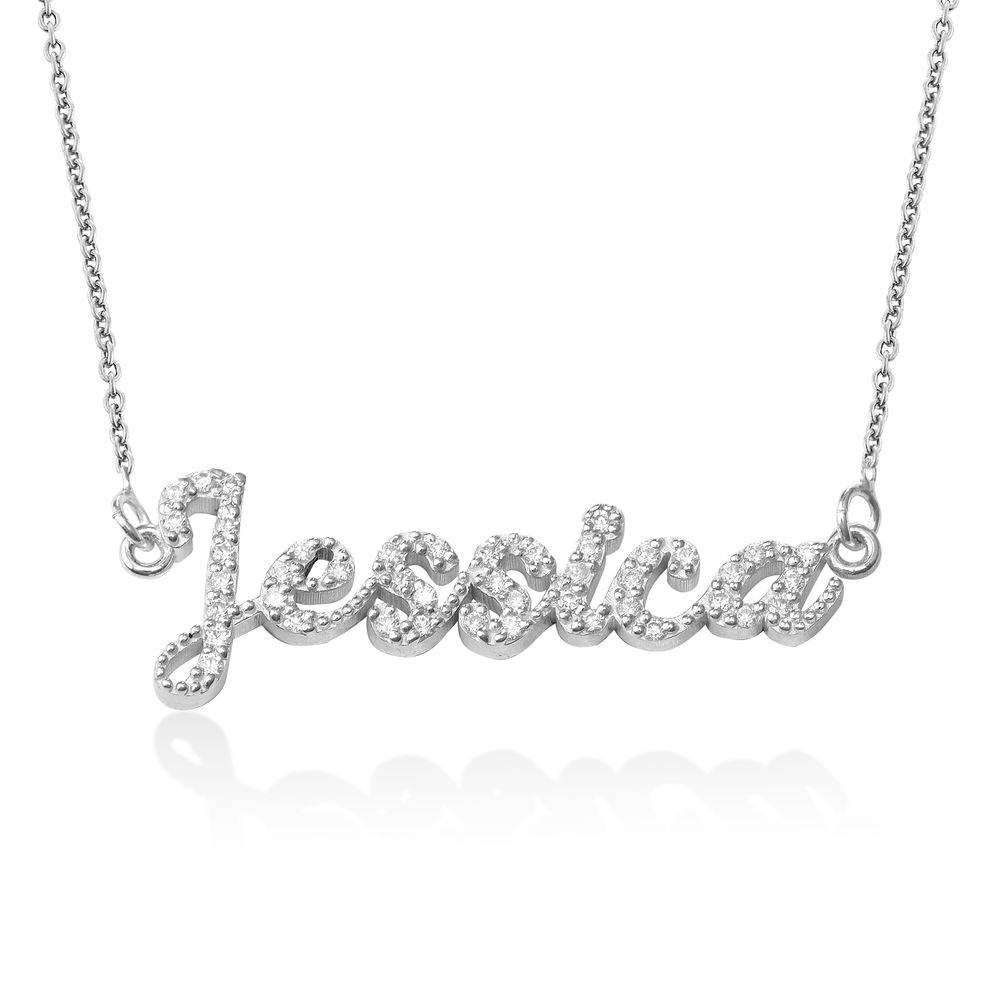 Pave Diamond Name Necklace in Sterling Silver