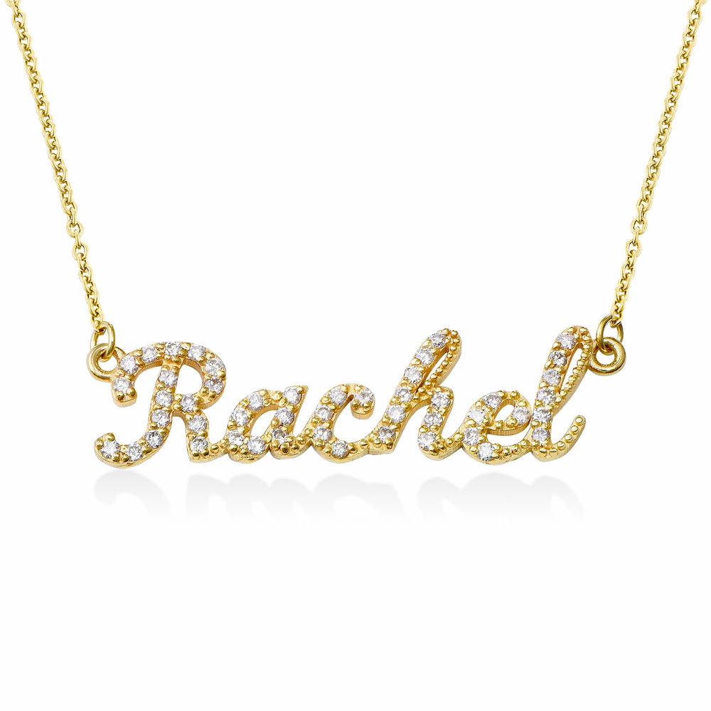 Pave Name Necklace with Cubic Zirconia in 14k Gold