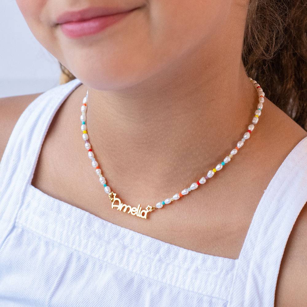 Candy Perlen Namenskette aus vergoldetem Silber für Mädchen