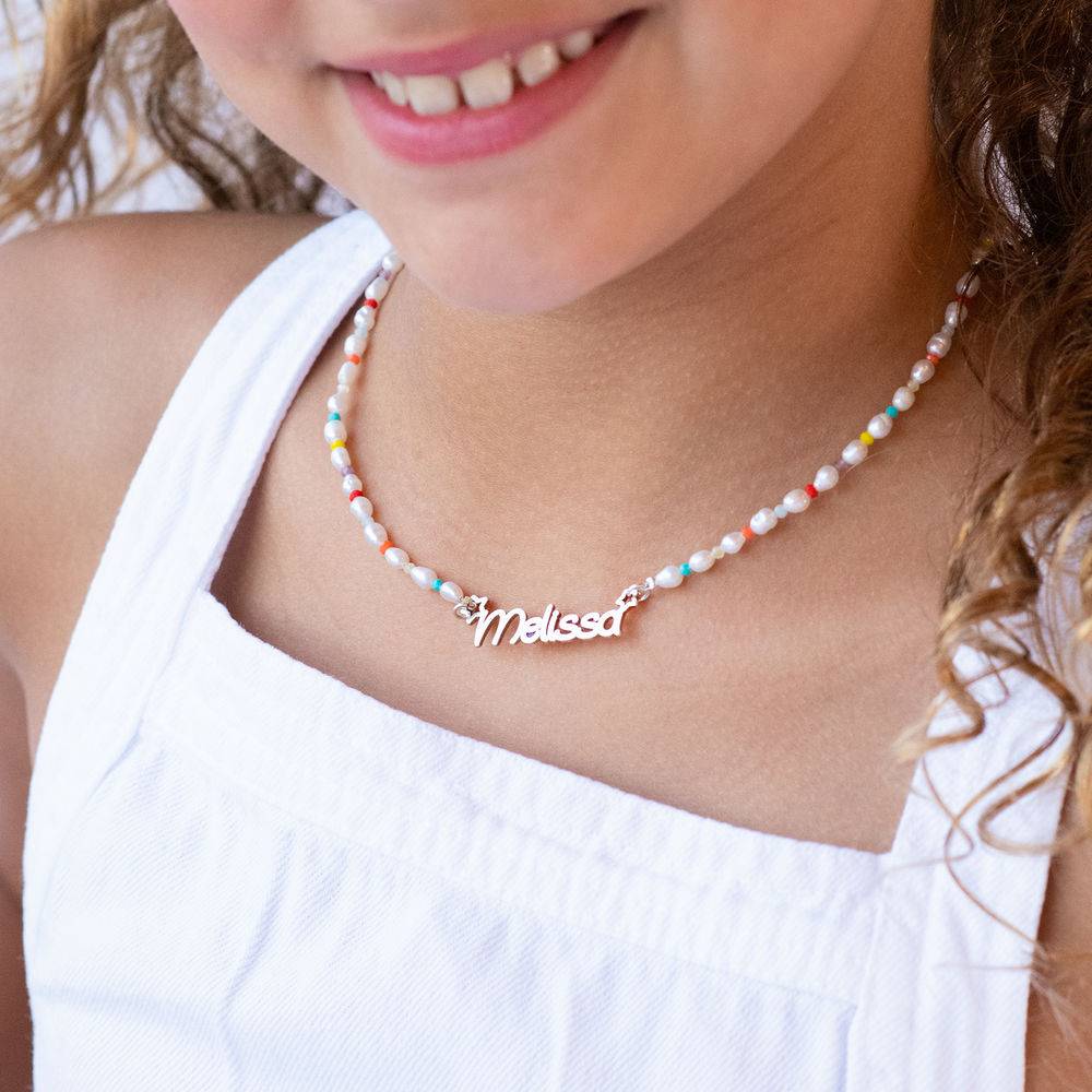 Candy Perlen Namenskette aus Sterling Silber für Mädchen