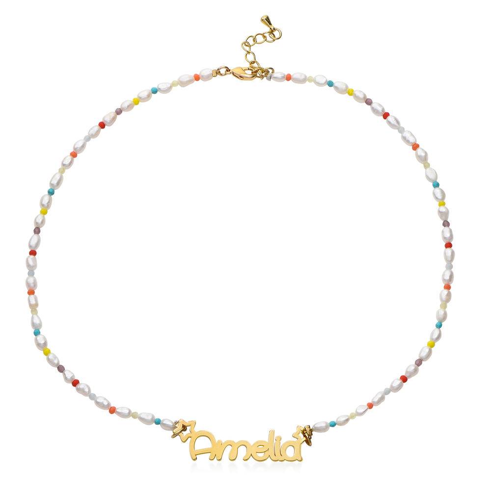 Candy Perlen Namenskette aus Gold Vermeil für Mädchen