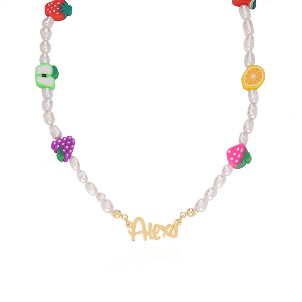 Pearl Fruit-Shake Name Necklace in Gold Plating