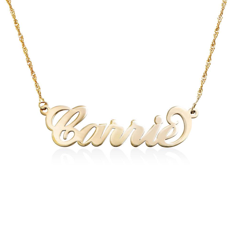 Colgante con nombre estilo “Carrie” personalizado, oro 14k foto de producto