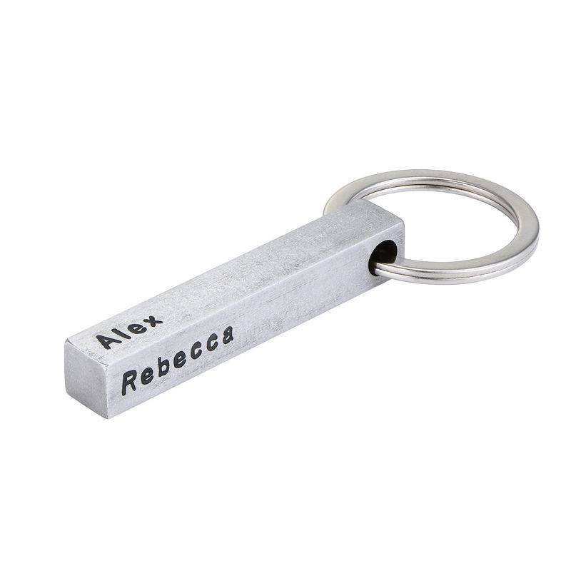 Personalised 3D Bar Keyring in Stainless Steel product photo