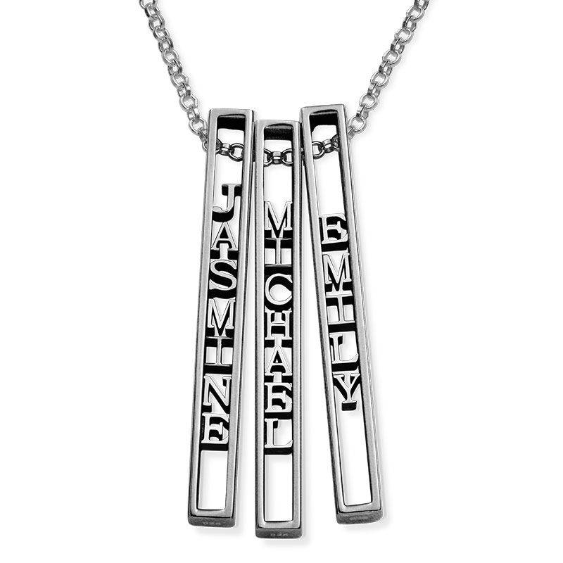 Personalized 3D Bar Necklace in Sterling Silver