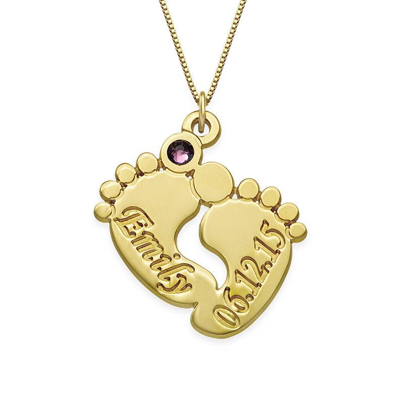 Personalised Baby Feet Necklace in 14ct Gold