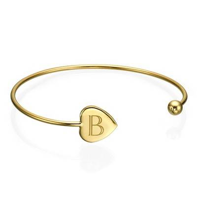 Personalized Bangle Bracelet in Gold Plating - Adjustable