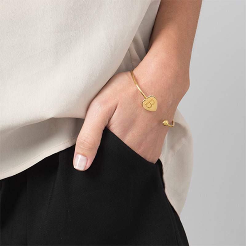 Personalized Bangle Bracelet in Gold Plating - Adjustable