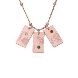 Cliquez pour agrandir Collier avec Fleurs & Pierres de naissance en Plaqué Or Rose 18ct