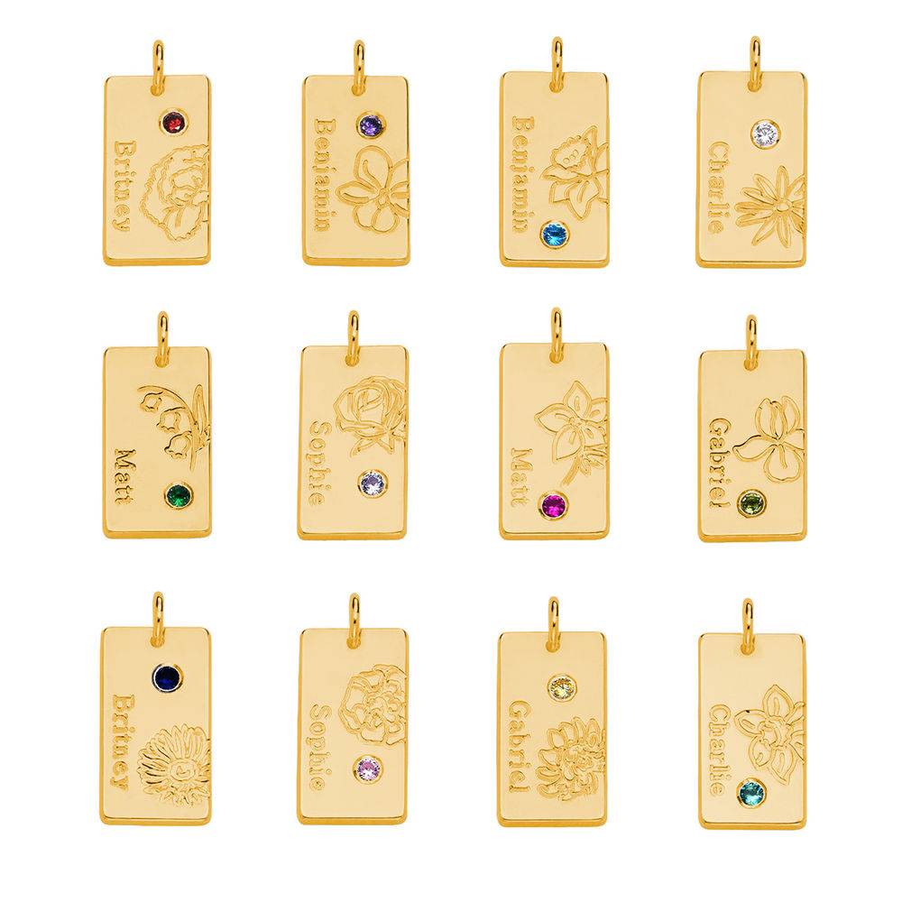 Personalisierte Geburtskette mit Blumen und Steinen aus Gold Vermeil