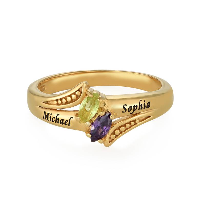 Personalised Birthstone Promise Ring in Gold Plating